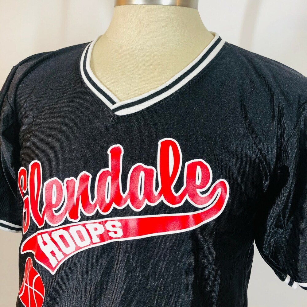 Vintage Glendale Hoops Don Allerson Athletics Black Ringer Basketball Jersey - Picture 2 of 5